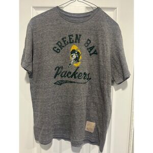 Retro Sport Green Bay Packers Graphic T-Shirt Gray Mens Medium Vintage Style NFL